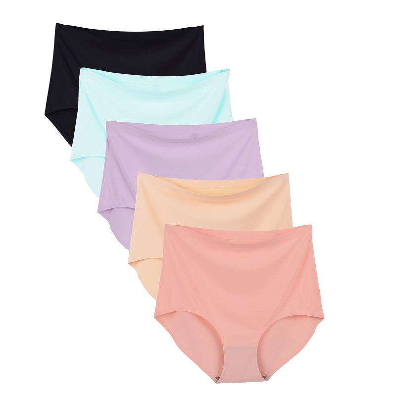 Bolivelan 5 Pack Women's Seamless Hipster Panties Invisible High Waist No Show Ladies Bikini Underwear (6, Multicolor) - Image 1
